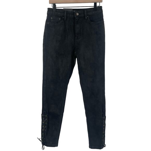 LAUREN RALPH LAUREN Jeans Size 27 / 4 NWT Denim High Rise Skinny Ankle Lace Up - Picture 1 of 11